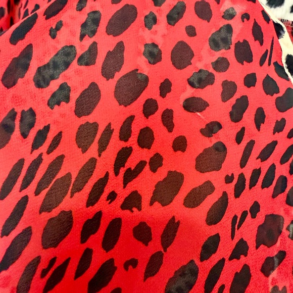 Umgee Red and Black Animal Print Blouse - Picture 5 of 5